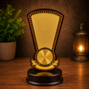 Premium Wooden Gold Finish Memento Trophy Award Plaque for Corporate, School & Special Events WT62 TN 7.5 MOQ 10Ps