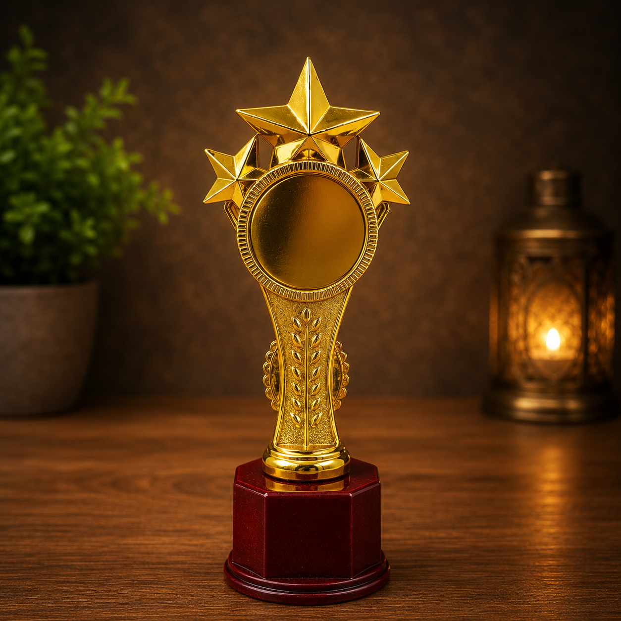 Premium Gold Star Achievement Trophy | Elegant Recognition Award with Wooden Base | Corporate, School & Sports Trophy PT53 TD 7.5 MOQ 10Ps