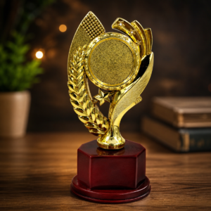 Premium Gold Achievement Trophy | Luxury Star Award Trophy with Wooden Base | Corporate & Sports Recognition Award PT55 TP 7.5  MOQ 10Ps