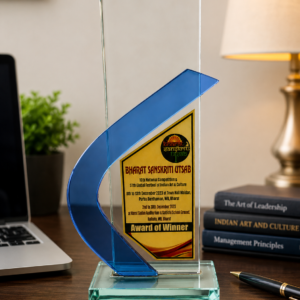 Premium Glass Award Trophy | Crystal Desktop Memento | Corporate & Achievement Award Plaque  GT 66 Size 9 Inch  MOQ 10Ps CHS