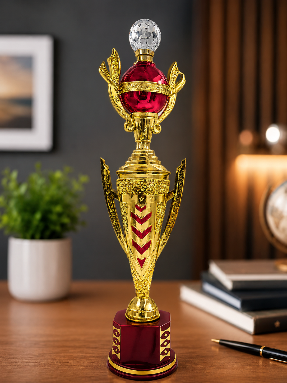 Premium Gold Champion Trophy with Crystal Top | Luxury Winner Cup for Sports, School, Corporate & Award Ceremonies Size 19 Inch PT 65 TCE MOQ 3Ps