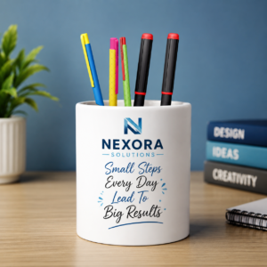 Personalized Ceramic Pen Holder | Custom Logo Desk Organizer | Office & Corporate Gift Pen Stand. MOQ 50Ps