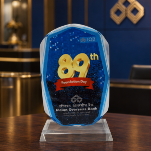 Customized Foundation Day Corporate Acrylic Award. Thikness 10mm. Size 17x11cm. MOQ 5ps. Code DPO