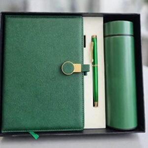 Model 305. Premium Green 3-in-1 Notebook, Pen & Bottle Corporate Gift Set  Code. PDO.  MOQ 10ps