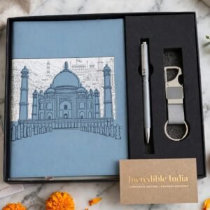 Model 310.Premium Incredible India 3-in-1 Notebook, Pen & Keychain Corporate Gift Set. Code DEO.  MOQ 10ps.