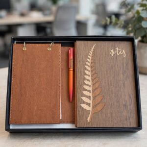 Model 313. Premium 3-in-1 Wooden Notebook, Writing Pad & Pen Corporate Gift Set. Code TCC. MOQ 10ps.