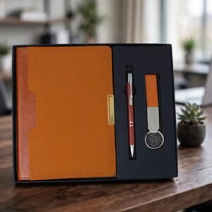 Model 315. Premium Brown 3-in-1 Diary, Pen & Keychain Corporate Gift Set. Code.DEE. MOQ 10ps