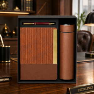Model 326. Premium Brown 3-in-1 Diary, Pen & Bottle Corporate Gift Set. Code CCO. MOQ 10ps.