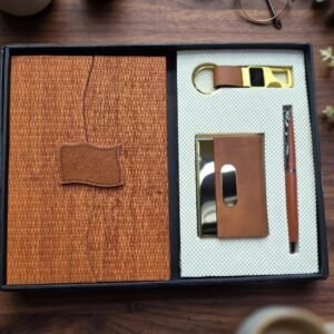 Model 403/404. Premium Brown 4-in-1 Diary, Pen, Keychain & Card Holder Corporate Gift Set. Code POO. MOQ 10ps.