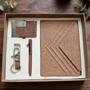Model 405. Premium Brown 4-in-1 Diary, Pen, Keychain & Card Holder Corporate Gift. Code CEO.MOQ 10ps. Set