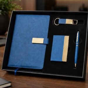 Model 411. Premium Blue 4-in-1 Diary, Pen, Keychain & Card Holder Corporate Gift Set. Code. CCO. MOQ 10ps.