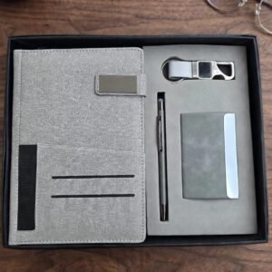 Model 414. Premium Grey 4-in-1 Diary, Pen, Keychain & Card Holder Corporate Gift Set. Code CCO. MOQ 10ps.
