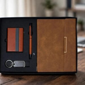 Model 426. Premium Brown 4-in-1 Diary, Pen, Keychain & Card Holder Corporate Gift Set. Code CCO. MOQ 10ps.