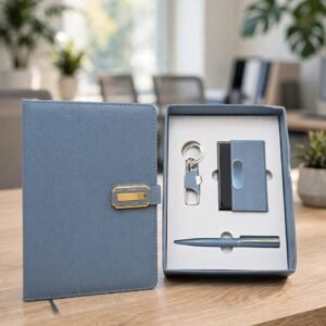 Model 431/432. Premium Light Blue 4-in-1 Diary, Pen, Keychain & Card Holder Corporate Gift Set. Code CHOO. MOQ 10ps.