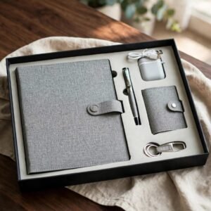 Model 501. Premium Executive Size 5-in-1 Corporate Gift Set – Diary, Pen, Card Holder, Keychain & Pods. Code ACCO. MOQ 10ps.