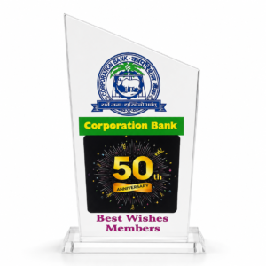 Customized Corporate Anniversary Acrylic Memento | Personalized Company Award Trophy with Logo, Name & Anniversary Message Thikness 5mm.Size 16.5x9x3cm. Code. ATO. MOQ 5Ps.