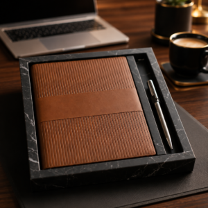 Model 205. Premium 2 in 1 Brown Executive Notebook & Pen Gift Set | Corporate Diary Pen Combo with Luxury Gift Box. Code ADO. MOQ 10ps