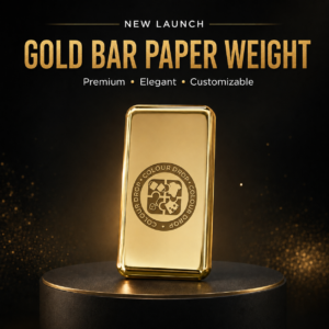 Premium Gold Bar Style Metal Paper Weight – Customizable Corporate Desk Gift. Code ATD (AAT). MOQ 10ps