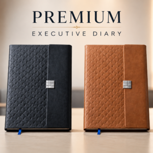 Premium A5 PU Leather Notebook with Magnetic Lock | 192 Pages, 80 GSM Paper | 100 Years Calendar, Monthly Planner, Graph & Perforated Pages. Code ACP.  MOQ 10ps.