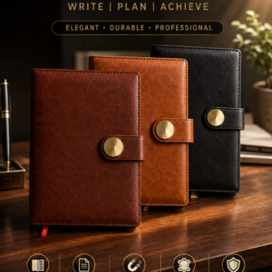 A5 PU Leather Notebook with Magnet Lock | 192 Pages, 80 GSM Paper | 100 Years Calendar, Monthly Planner, Graph & Perforated Square Pages. Code EP. MOQ 10ps.
