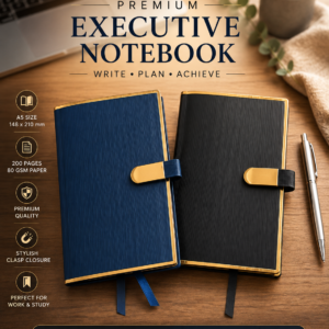 Imported Premium A5 Executive Notebook with Magnetic Lock | 200 Pages, 80 GSM Paper | 100 Years Calendar, Monthly Planner, Graph & Perforated Square Pages. Code ACO. MOQ 10ps.