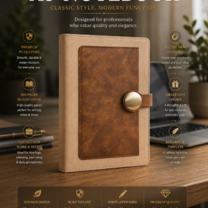 Imported Premium A5 PU Leather Notebook with Magnetic Lock | 200 Pages, 80 GSM Paper | 100 Years Calendar, Monthly Planner, Graph & Perforated Square Pages. Code ACHO. MOQ 10ps.