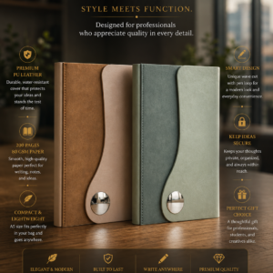 Imported Premium A5 PU Leather Notebook with Magnetic Lock | 200 Pages, 80 GSM Paper | 100 Years Calendar, Monthly Planner, Graph & Perforated Square Pages. Code DOO. MOQ 10ps.