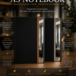 Imported Premium A5 PU Leather Notebook with Magnetic Lock | 200 Pages, 80 GSM Paper | 100 Years Calendar, Monthly Planner, Graph & Perforated Square Pages. Code DOO. MOQ 10ps.