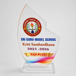 Customized School Achievement Acrylic Memento | Personalized Prize Trophy with School Logo, Student Name & Rank Material-Acrylic 16X9CM (BASE-9X3CM)  ||ATO|| Thikness 5mm. MOQ 5ps.
