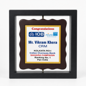 Customized Corporate Recognition Revolving Frame Memento Bothside Print| Personalized Achievement Award with Logo, Name & Message | Tabletop Display SIZE:20X20CM  Code DOO. print Size.11x11cm. MOQ 5Ps.