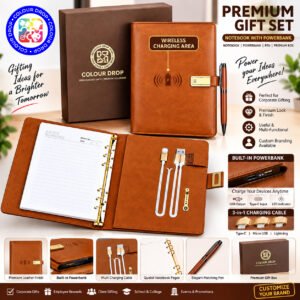 Model PB 07. Premium 10000 mAh Power Bank Notebook with Wireless Charging, Mobile Stand, ATM Holder & Pen Drive Holder. Code DDOO. MOQ 5ps.