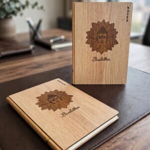 Wooden Notebook Buddha. A5 Size. MOQ 10ps. Code  ADO.